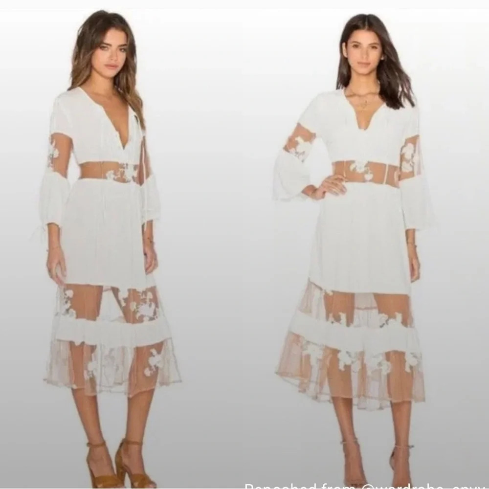 For Love & Lemons Eva Midi Dress White small - Picture 2 of 7